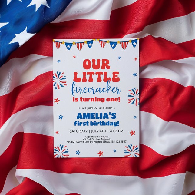 Our Little Firecracker 1st Birthday Party Invitation (Creator Uploaded)