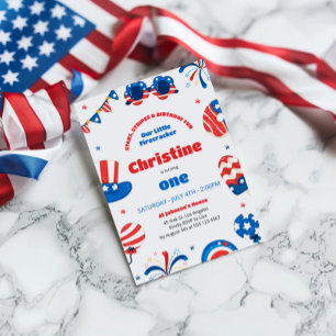 Our Little Firecracker 1st Birthday Party Invitation