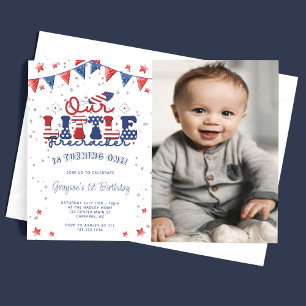 Our Little Firecracker 1st Birthday Photo Invitation