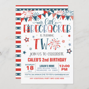 Our Little Firecracker 2nd Birthday Invitation