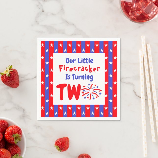 Our Little Firecracker 2nd Birthday Napkin (Insitu)