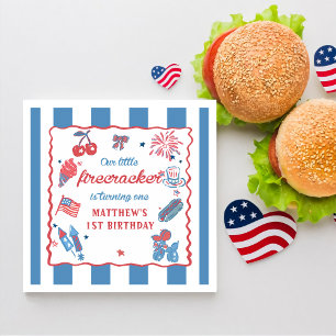 Our Little Firecracker 4th of July 1st Birthday Napkin