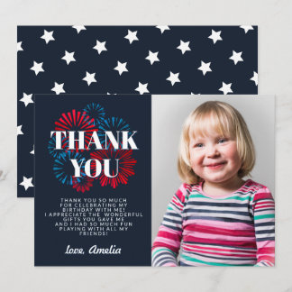 Our Little Firecracker  4TH of July Birthday Thank You Card