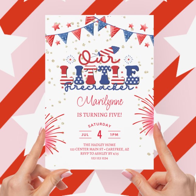 Our Little Firecracker 5th Birthday Invitation (Creator Uploaded)