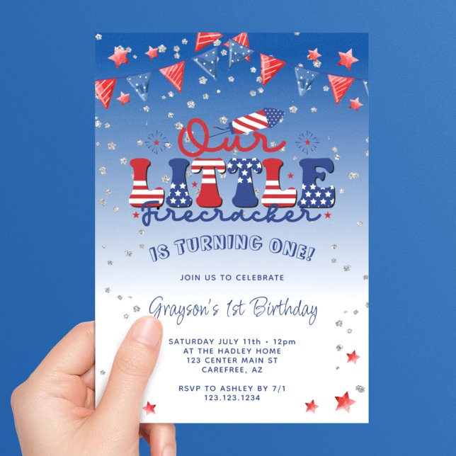 Our Little Firecracker Boy 1st Birthday Invitation (Creator Uploaded)