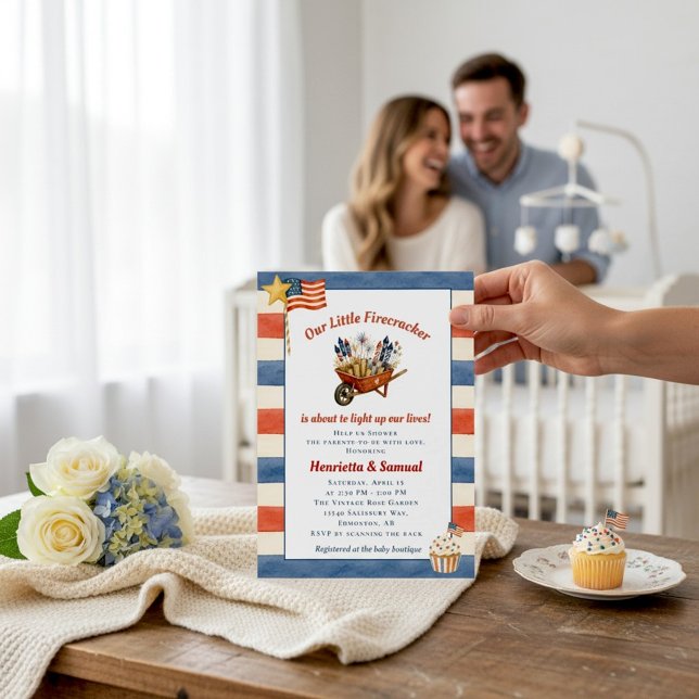  "Our Little Firecracker" Couples Baby Shower Invitation (Creator Uploaded)