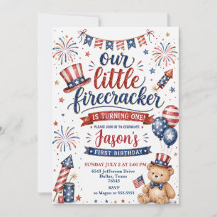 Our Little Firecracker First Birthday Invitation
