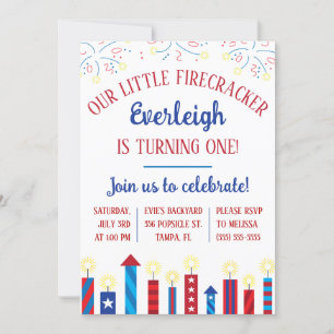 Our Little Firecracker is Turning ONE! Birthday Invitation