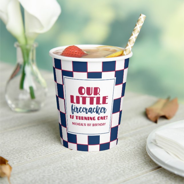 Our little firecracker is turning one birthday paper cups (Insitu)