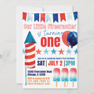 Our Little Firecracker is Turning One Invitation