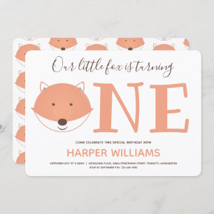Our Little Fox is Turning One First Birthday Invitation