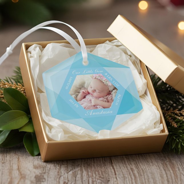 Our Little Gem December Birthstone Baby Birth Stat Glass Tree Decoration (Our Little Gem December Birthstone Baby Birth Stat Glass Ornament)