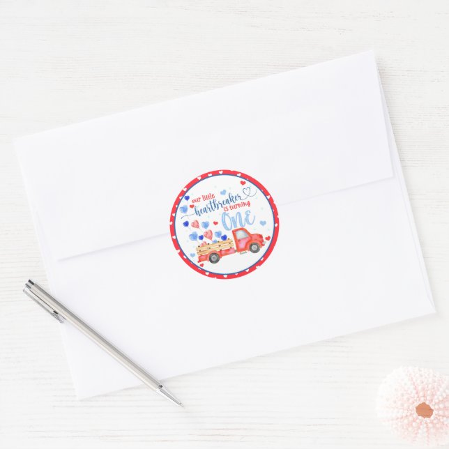 Our Little Heartbreaker is Turning One Sticker (Envelope)