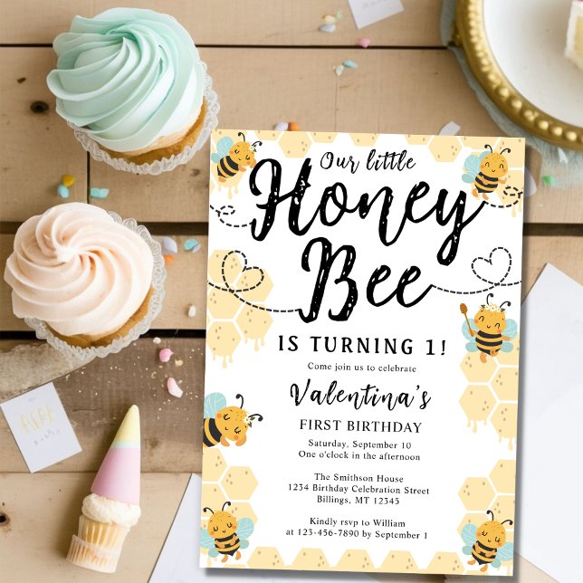 Our Little Honey Bee 1st Birthday Party Invitation (Creator Uploaded)