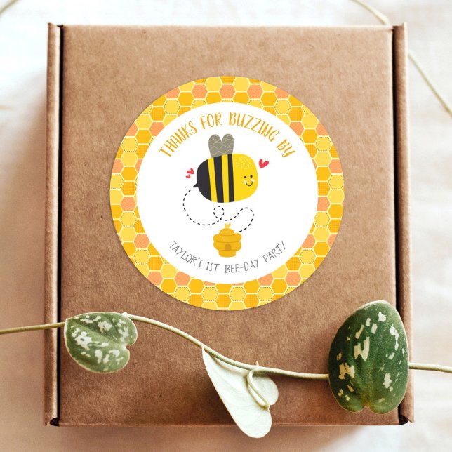 Our Little Honey Bee Cute Sweet Kawaii Thank You Classic Round Sticker (Creator Uploaded)
