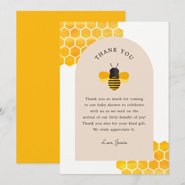 Our little Honey Bee Party Thank You Invitation (Front/Back)