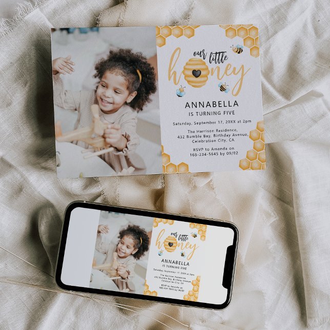 Our Little Honey | Birthday Photo Invitation (Creator Uploaded)