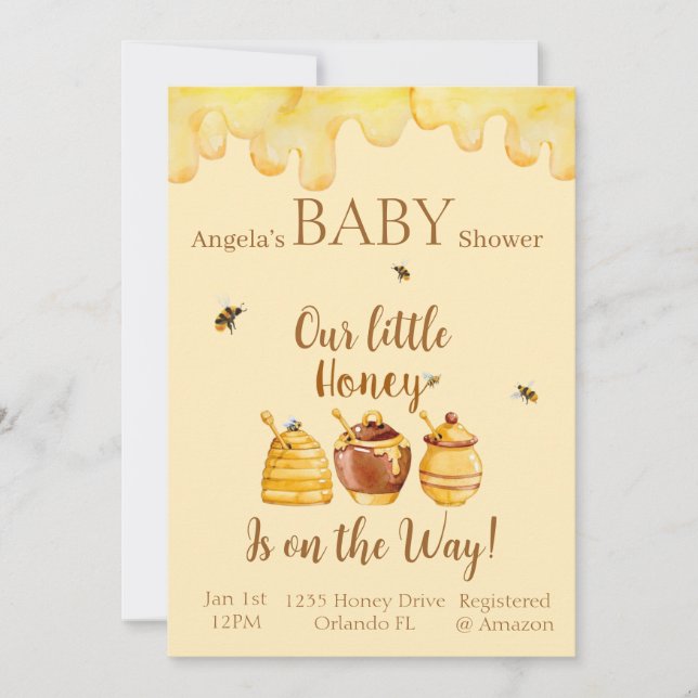 Our Little Honey Is On The Way! Baby Shower Card (Front)
