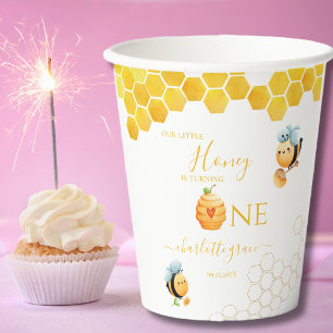 Our Little Honey is Turning One Bee-Day  Paper Cups