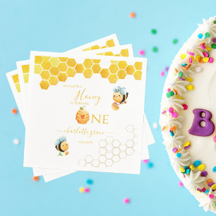 Our Little Honey is Turning One Bee-Day Party Napkin
