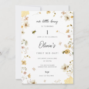 Our Little Honey Is Turning One Bee invitation