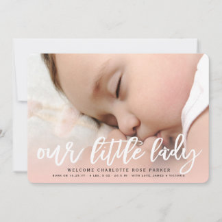 Our Little Lady Baby Girl Photo Birth Announcement
