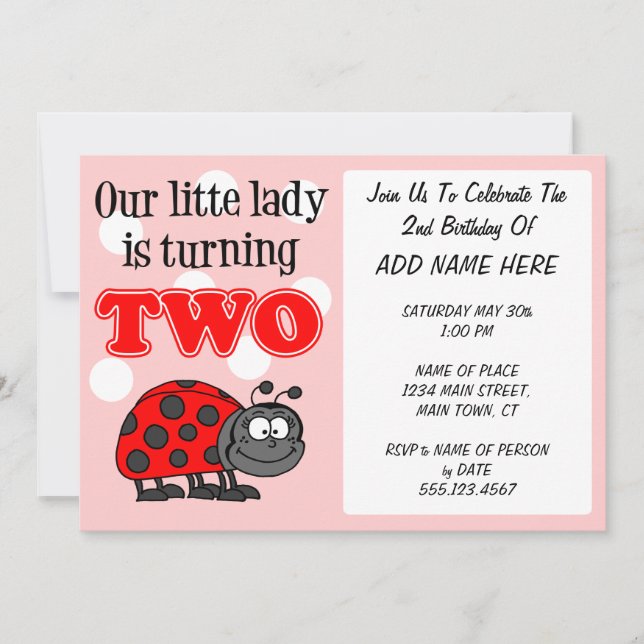 Our Little Lady Is Turning Two Invitation (Front)