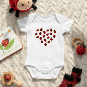 Our Little Lady Whimsical Ladybug Heart Baby Bodysuit
