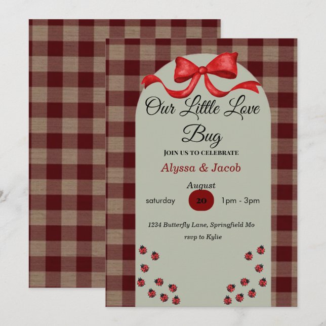 Our Little Love Bug Baby Shower Invitation  (Front/Back)
