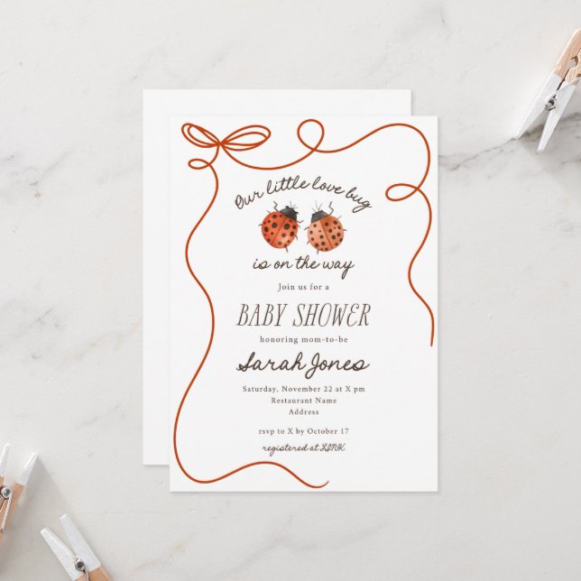 Our Little Love Bug Baby Shower Invitation (Front/Back In Situ)