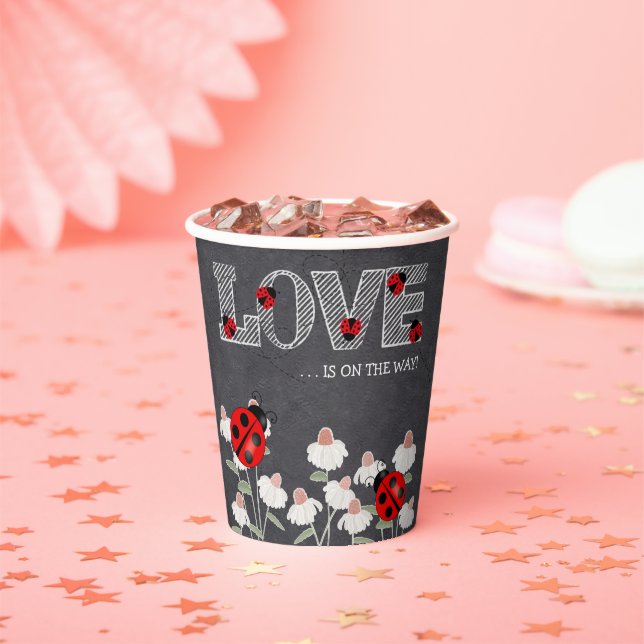 Our Little Love Bug Chalkboard Baby Shower Paper Cups (Insitu)