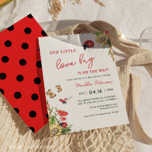 Our Little Love Bug Ladybug Girl Baby Shower Invitation