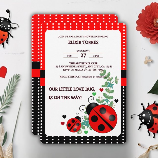 Our Little Love Bug Red Black Baby Shower Invitation (Creator Uploaded)