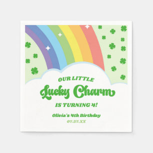 Our Little Lucky Charm Rainbow Birthday Party Napkin