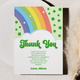 Our Little Lucky Charm Rainbow Birthday Party Thank You Card