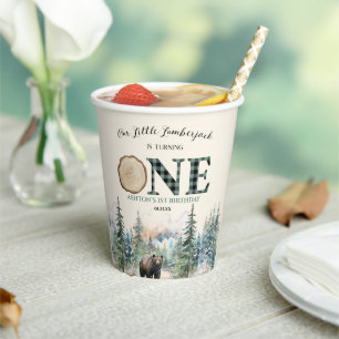 Our Little Lumberjack Bear 1st Birthday Party Paper Cups