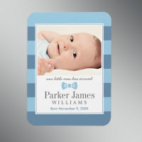 Our Little Man Blue Boy Photo Birth Announcement
