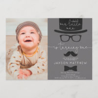 Our Little Man boy 1st birthday party photo