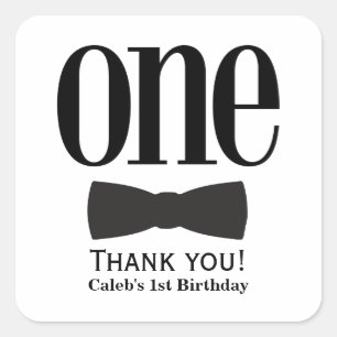 Our Little Man First 1st Birthday Bow tie Party Square Sticker
