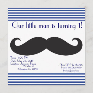 Our Little Man Moustache Birthday Invitations