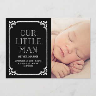 Our Little Man   Rustic Birth Announcement