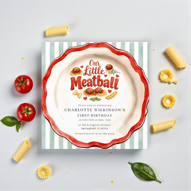 Our Little Meatball First Birthday Invitation (Creator Uploaded)