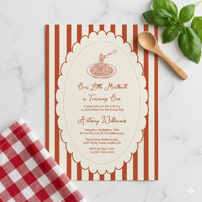 Our little meatball is turning one 1st Birthday  Invitation (Creator Uploaded)