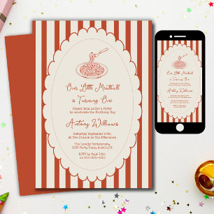 Our little meatball is turning one 1st Birthday  Invitation