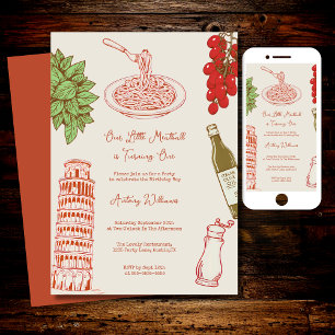 Our little meatball is turning one 1st Birthday  Invitation