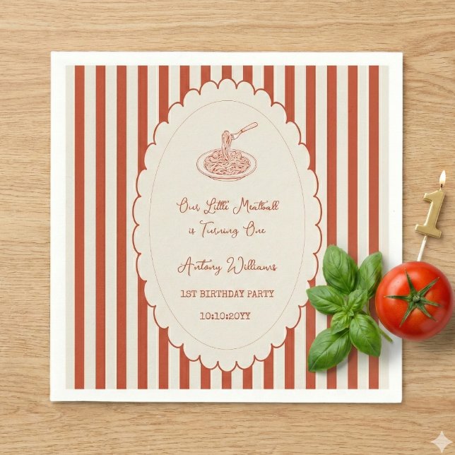 Our little meatball is turning one 1st Birthday  Napkin (Creator Uploaded)