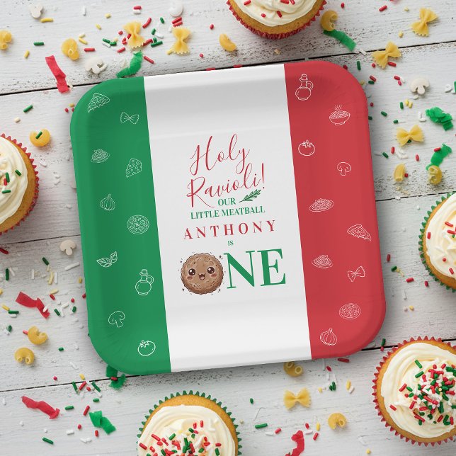 Our Little Meatball is Turning One Birthday Party  Paper Plate (Our Little Meatball is Turning One Birthday Party Paper Plates)