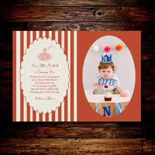 Our little meatball is turning one Birthday Photo  Thank You Card