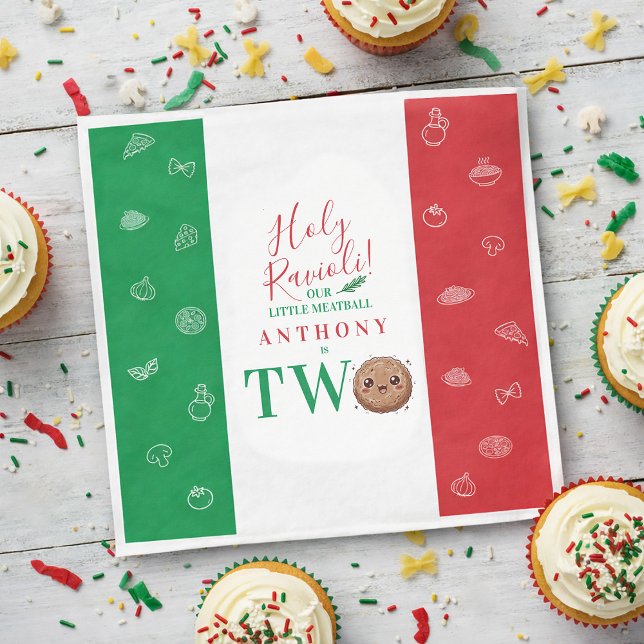 Our Little Meatball is Turning Two Birthday Party  Napkin (Our Little Meatball is Turning Two Birthday Party Napkins)