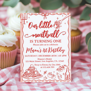 Our Little Meatball Italian Birthday Party Invitation
